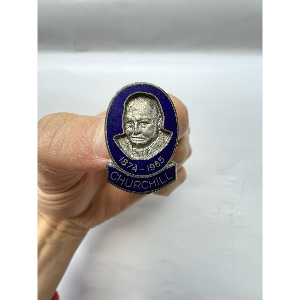 Vintage Prime Minister Winston Churchill Commemorative Lapel Pin Enamel WWll